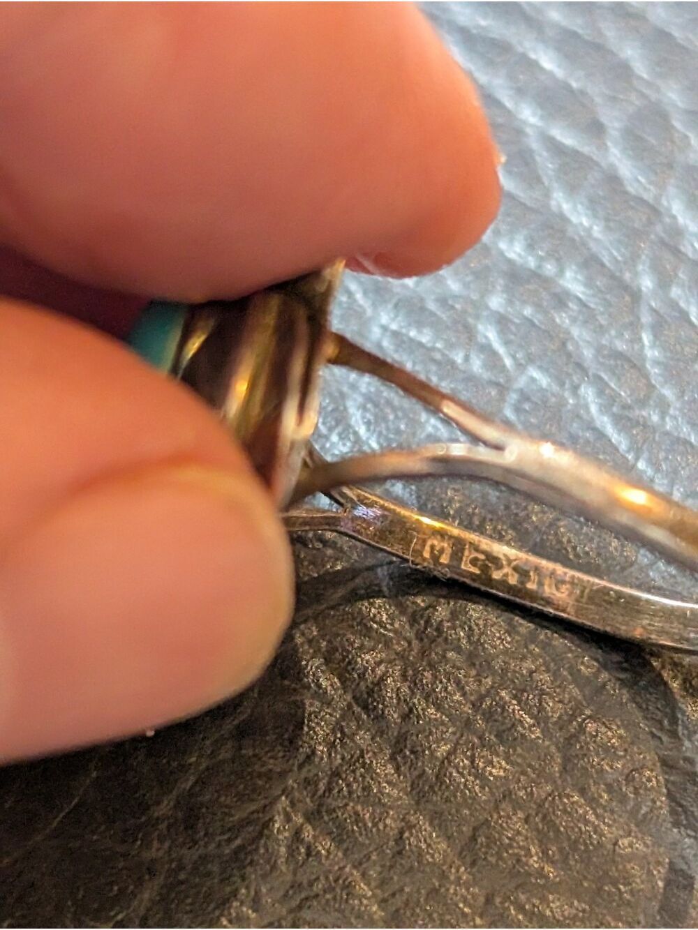 Mexican Sterling Silver 925 Blue Stone Cabochon Ring Artisan Handmade Vintage - Picture 11 of 15
